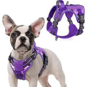 imagerabbitgoo Tactical Dog Harness for Large Dogs No Pull Military Service Vest with Handle ampamp Molle Easy Control for Training Walking Adjustable Reflective Straps Black LPurple Camo