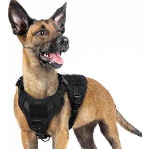 imagerabbitgoo Tactical Dog Harness for Large Heavy Duty Pet Harness with Handle NoPull Service Vest Large Breed Adjustable Military Dog Vest for Training Hunting Walking Black LBlack
