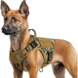 imagerabbitgoo Tactical Dog Harness for Large Heavy Duty Pet Harness with Handle NoPull Service Vest Large Breed Adjustable Military Dog Vest for Training Hunting Walking Black LBrown Camo