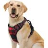 imagerabbitgoo Dog Harness NoPull Pet Harness with 2 Leash Clips Adjustable Soft Padded Dog Vest Reflective NoChoke Pet Oxford Vest with Easy Control Handle for Large Dogs Purple LCheckered Red