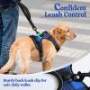 imagerabbitgoo Dog Harness NoPull Pet Harness with 2 Leash Clips Adjustable Soft Padded Dog Vest Reflective NoChoke Pet Oxford Vest with Easy Control Handle for Large Dogs Purple LCheckered Blue