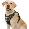 imagerabbitgoo Dog Harness NoPull Pet Harness with 2 Leash Clips Adjustable Soft Padded Dog Vest Reflective NoChoke Pet Oxford Vest with Easy Control Handle for Large Dogs Purple LCheckered Brown