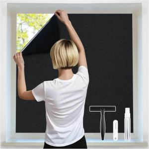 imagerabbitgoo Blackout Window Film 100 Light Blocking Static Cling No Glue Easy Install Removable Room Darkening Window Cover for Daytime Sleep Bedroom Nursery Home Theater 175 by 787 inchFrosted Black