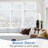 image:imagerabbitgoo Window Privacy Film Frosted Glass Privacy Film Window Frosting Cling for Glass Non Adhesive Static Cling Front Door Covring AntiUV Reeded Blinds Sticker Striped Pattern 175 x 787Wave Pattern