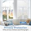 image:imagerabbitgoo Window Privacy Film Frosted Glass Privacy Film Window Frosting Cling for Glass Non Adhesive Static Cling Front Door Covring AntiUV Reeded Blinds Sticker Striped Pattern 175 x 787Wave Pattern