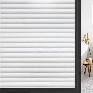 image:imagerabbitgoo Window Privacy Film Frosted Glass Privacy Film Window Frosting Cling for Glass Non Adhesive Static Cling Front Door Covring AntiUV Reeded Blinds Sticker Striped Pattern 175 x 787Matte White