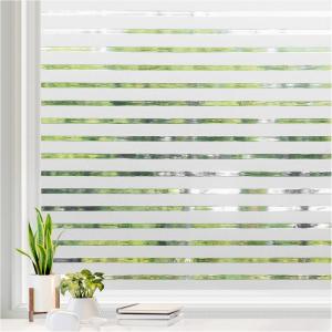 image:imagerabbitgoo Window Privacy Film Frosted Glass Privacy Film Window Frosting Cling for Glass Non Adhesive Static Cling Front Door Covring AntiUV Reeded Blinds Sticker Striped Pattern 175 x 787Classic Stripe