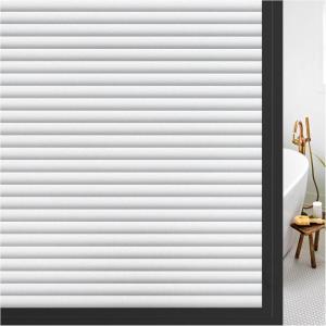 image:imagerabbitgoo Window Privacy Film Frosted Glass Privacy Film Window Frosting Cling for Glass Non Adhesive Static Cling Front Door Covring AntiUV Reeded Blinds Sticker Striped Pattern 175 x 787Blindsliked