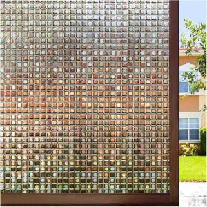 image:imagerabbitgoo Window Privacy Film with Installation Tools Stained Glass Window Film Rainbow Prism Decorative Glass Clings for Home Decor Static Cling Covering Sun Blocking 175 x 787Brown