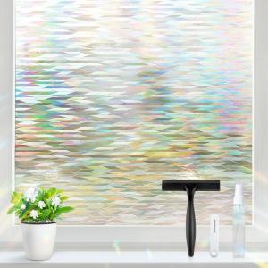 image:imagerabbitgoo Window Privacy Film with Installation Tools Stained Glass Window Film Rainbow Prism Decorative Glass Clings for Home Decor Static Cling Covering Sun Blocking 175 x 787Rainbow Lines