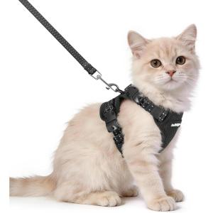 image:imagerabbitgoo Cat Harness and Leash Escape Proof Vest with 3 Adjustable Buckles Soft Comfortable Kitten Harness Easy to Wear Reflective for Safe Outdoor Walking Small GreenBlack