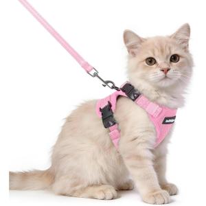 image:imagerabbitgoo Cat Harness and Leash Escape Proof Vest with 3 Adjustable Buckles Soft Comfortable Kitten Harness Easy to Wear Reflective for Safe Outdoor Walking Small GreenPink