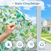 image:imagerabbitgoo Window Privacy Film Rainbow Film Decorative Window Sticker 3D Static Stained Glass Cling Tint for Home Heat Control NonAdhesive Green Vines 354 x 1574 inch