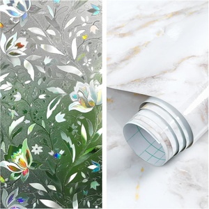 image:imagerabbitgoo Decorative Floral Window Privacy Film 175 x 787inches Glossy Marble Countertop Contact Paper 175 x 787inches