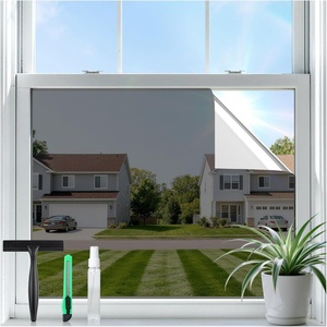 image:imagerabbitgoo One Way Privacy Window Film Window Tint for Home with Tools UV Blocking Heat Control Static Cling No Glue Daytime Privacy See Out Not in 175 Inch X 65 Feet Black SilverBlack Silver