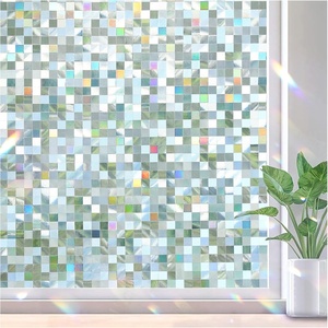 image:imagerabbitgoo Stained Glass Window Privacy Film Mosaic Pattern Frosted Glass Window Film Rainbow Decorative Sticker Static Cling UV Blocking Suncatcher for Home 175 X 787 InchesClear