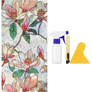 image:imagerabbitgoo Window Privacy Film Magnolia Flowers Pattern with Installation Tools Set
