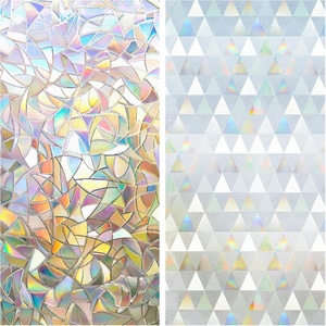 image:imagerabbitgoo Window Privacy Film Rainbow Prism Pattern Stained Glass Window Film Triangle Pattern 175 x 787