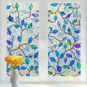 image:imagerabbitgoo Window Privacy Film Rainbow Film Decorative Window Sticker 3D Static Stained Glass Cling Tint for Home Heat Control NonAdhesive Purple Vines 354 x 785 inch